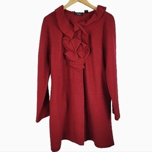 Verve red 100% wool cardigan sweater